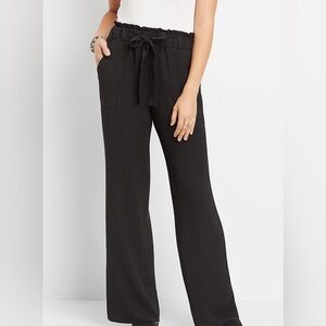 Black Bow Belt Wide Leg Pants